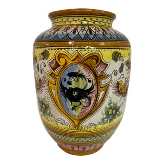 Antique Majolica Daruta Style Italian Vase 13" For Sale