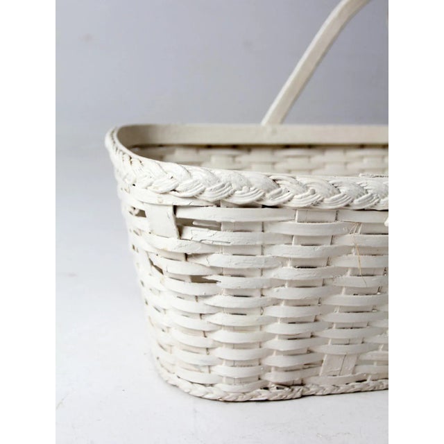 Antique White Antique White Wicker Basket For Sale - Image 8 of 13