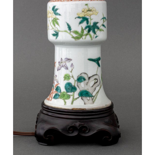 Chinese Chinese Famille Rose Gu Vase Mounted as a Lamp For Sale - Image 3 of 5