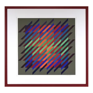 Vintage Geometric Op Art Abstract Serigraph by Anton Stankowski