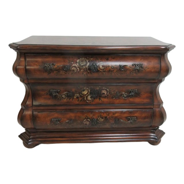 1990s Ethan Allen Tuscany Serpentine French Paint Decorated Commode Dresser Chest For Sale