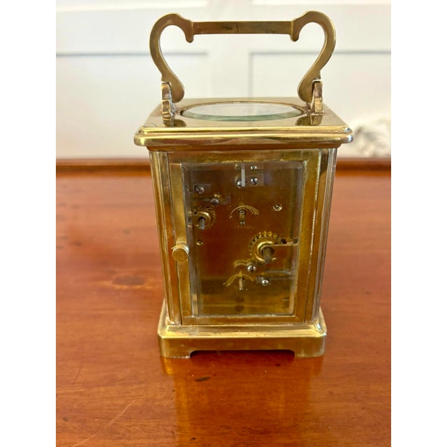 Antique Edwardian Brass and Champleve Enamelled Carriage Clock, 1900 For Sale - Image 6 of 8
