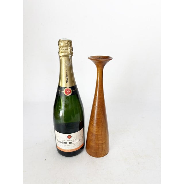 Scandinavian Teak Wood Candlestick, 1960 For Sale - Image 3 of 10