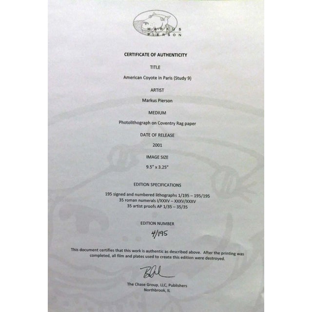 Markus Pierson "American Coyote in Paris" 5 Hand Signed Limited Ed Photoliths For Sale - Image 12 of 13