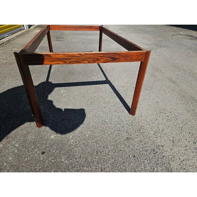 Mid 20th Century Mid Century Modern Brazilian Rosewood Coffee Table With Smoked Glass Top For Sale - Image 5 of 9