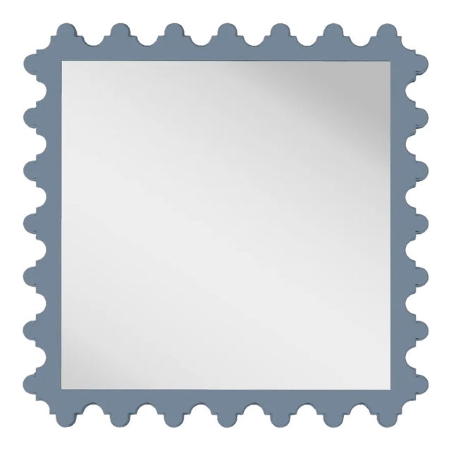 Fleur Home Garden District Magazine Square Mirror in Bachelor Blue, 24x24 For Sale
