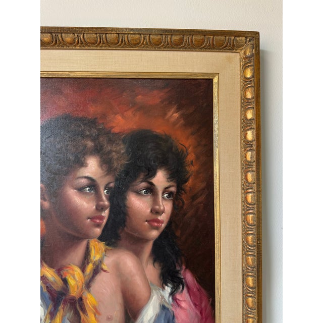 1960’s Vintage S. Hittle Girl and Boy Figurative Portrait Oil on Canvas Painting Framed For Sale In Miami - Image 6 of 12