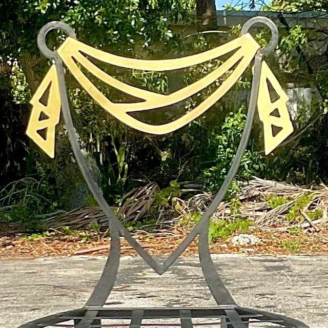 Vintage Postmodern Swag Metal Chair For Sale - Image 13 of 14