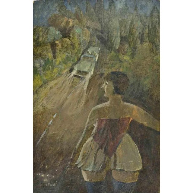 Alberto Gallerati, A Woman in the Dark, Oil Painting, 1970s For Sale - Image 4 of 4