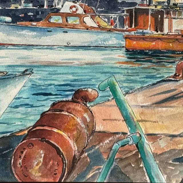 1980s 'Papeete Waterfront, Tahiti' by Gainor W. Jackson For Sale - Image 5 of 6