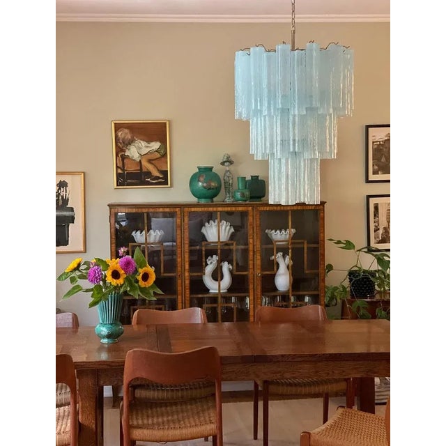 Ice Blue Murano Glass Tubular Chandelier For Sale - Image 9 of 10