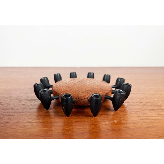 Black Mid-Century Modern Danish Teak and Cast Iron Candleholder from Digsmed, 1960s For Sale - Image 8 of 14