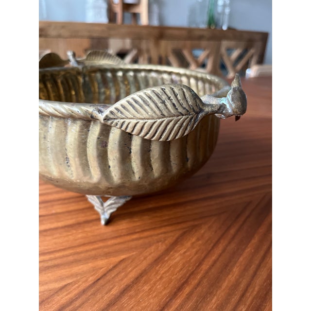 1970s 1970s Vintage Brass Bowl or Cachepot With Botanical Handles For Sale - Image 5 of 9