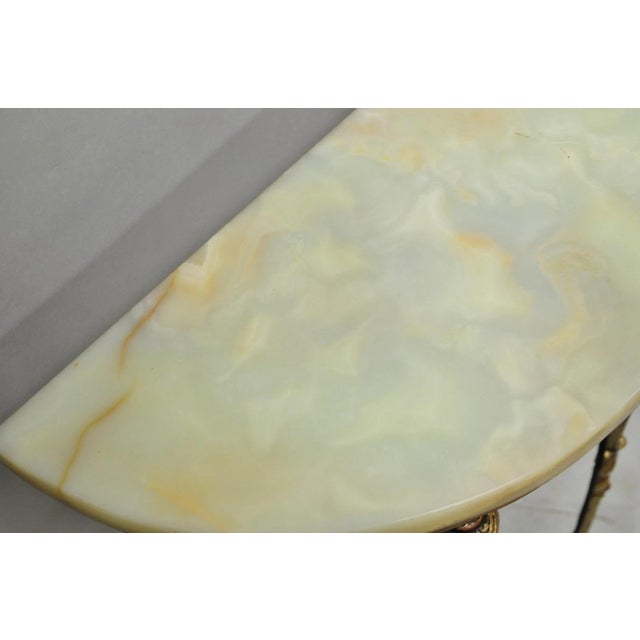 Antique Gothic Revival Oscar Bach Style Figural Bronze & Onyx Console Side Table For Sale - Image 12 of 15