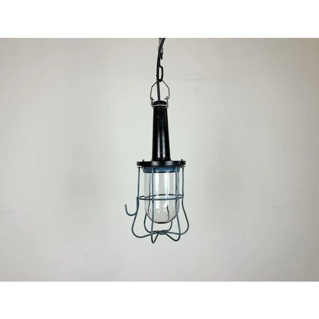 Industrial walkabout work lamp made in Poland during the 1960s These lamps were used in factories, workshops and army as a...