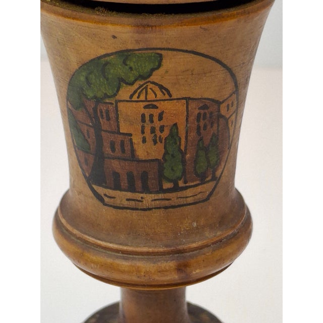 Antique Bezalel Jerusalem Olive Wood Spice Box Besamim Holder 1920s Palestine Era For Sale In Boston - Image 6 of 18