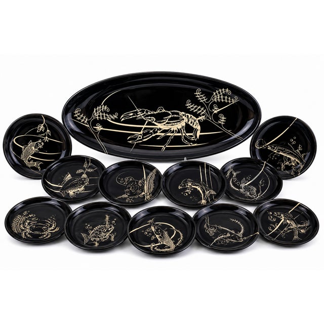 Fish Dish Set from Vallauris, 1960s, Set of 12 For Sale - Image 16 of 16