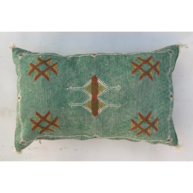 Early 21st Century Contemporary Green Silk Sabra Pillow Covers- a Pair For Sale - Image 5 of 12