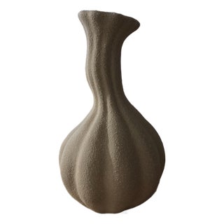 Crate & Barrel Gourdgeous Small Cream Earthenware Vase For Sale