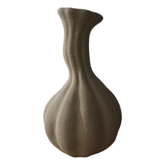 Crate & Barrel Gourdgeous Small Cream Earthenware Vase For Sale