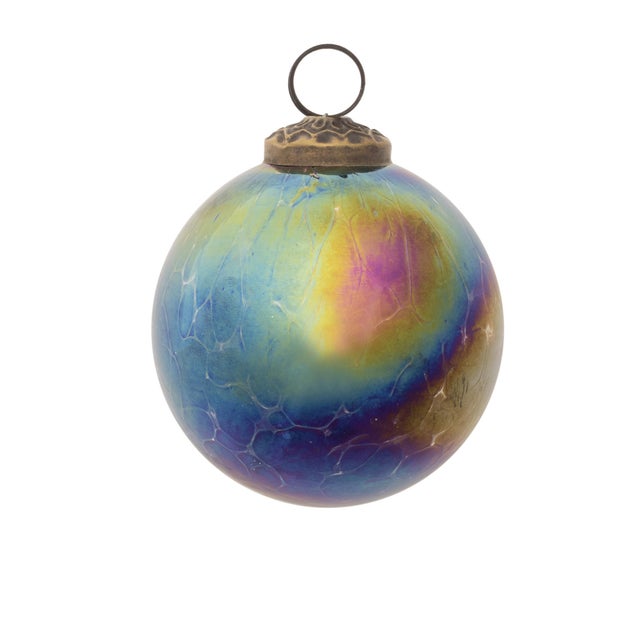 Contemporary Iridescent Glass Ball Ornament (Set of 12) For Sale - Image 3 of 4