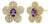 Five Petal Flower Earrings Studs With Amethysts, Silver, Gold, Pair For Sale