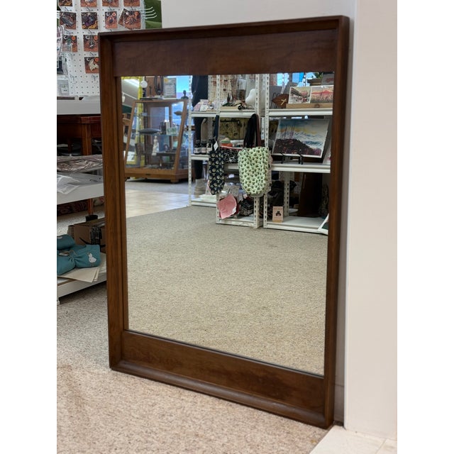 Mid-Century Modern Vintage Mid Century Modern Walnut Wood Mirror by Stanley Furniture For Sale - Image 3 of 7