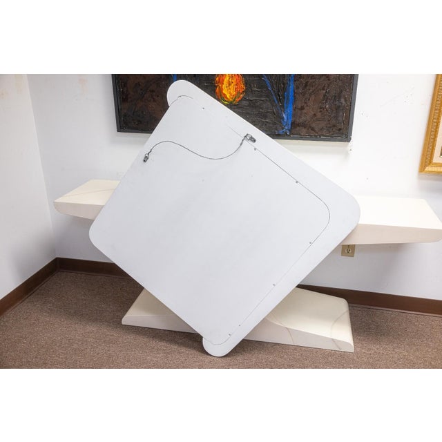 Vintage 1970s Style White Laminate Console Table and Matching Diamond Mirror For Sale - Image 10 of 10