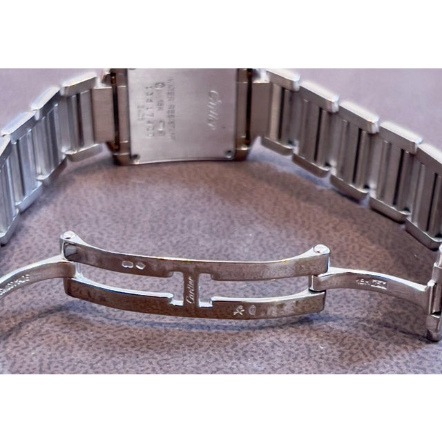 2010s Cartier Tank Francaise 2403 18K White Gold Ladies Watch Pre Loved For Sale - Image 5 of 18