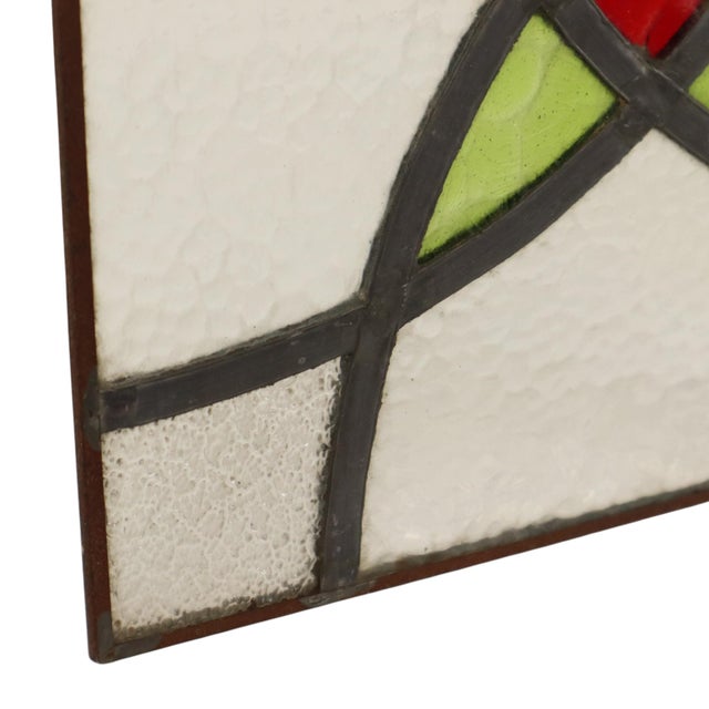 Art Deco Geometric Stained Glass Windows, Set of 2 For Sale - Image 10 of 12