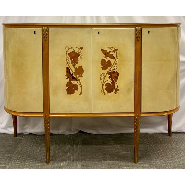 Yellow Giovanni Gariboldi Parchment Bar Cabinet, Sideboard, Paolo Buffa, French Style For Sale - Image 8 of 13