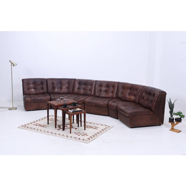 Mid-Century Brown Leather Modular Sofa from Lemke, 1970s, Set of 6 For Sale - Image 11 of 11