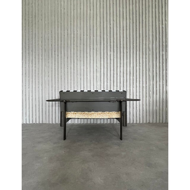 Industrial Loveseat in Steel and Upholstery, Netherlands, 1980s For Sale - Image 3 of 9