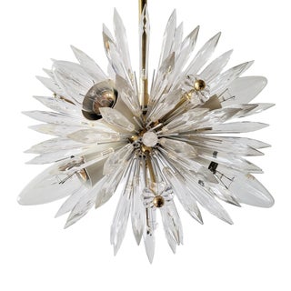 Vintage Pendant Light in Brass and Acrylic Glass, 1950s For Sale