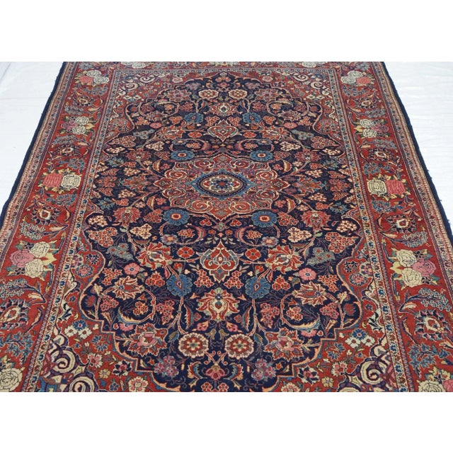 Blue Vintage Persian Kashan Rug 4'8'' X 7'7'' For Sale - Image 8 of 11
