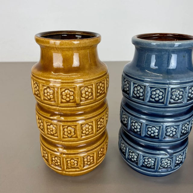 1970s German Pottery Fat Lava Vases Multi-Color from Scheurich, 1970s, Set of 3 For Sale - Image 5 of 16