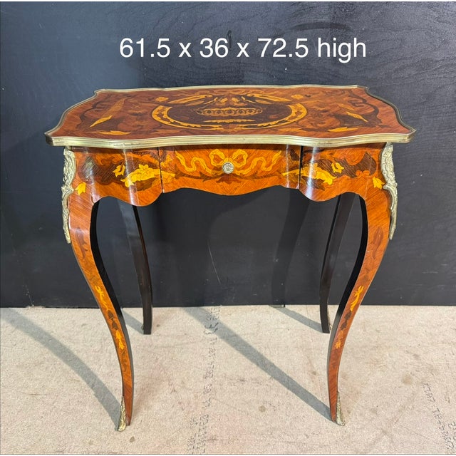 French Marquetry Lamp Table, 1890 For Sale - Image 15 of 16