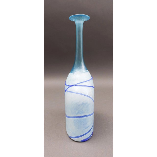 Kosta Boda Vintage Kosta Boda Sweden Bertil Vallien Galaxy Blue Art Glass Bottle Vase For Sale - Image 4 of 8