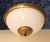 Flat Vintage Ceiling Lamp with White Glass Shade in Patinated Brass Mount, 1990s For Sale - Image 4 of 7