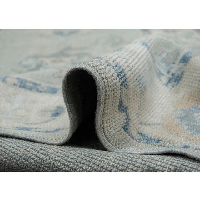 Early 21st Century Turkish Oushak Rug Soft Green and Beige Handwoven Wool Rug 3'1" X 14'2" For Sale - Image 5 of 10