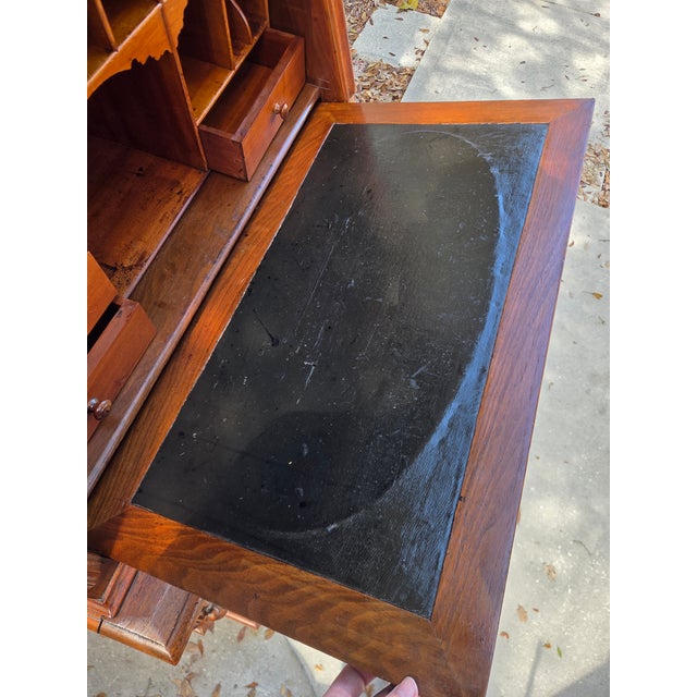 Late 19th Century Victorian Eastlake Burl Wood Fall Front Secretary Desk Bookcase For Sale - Image 12 of 18