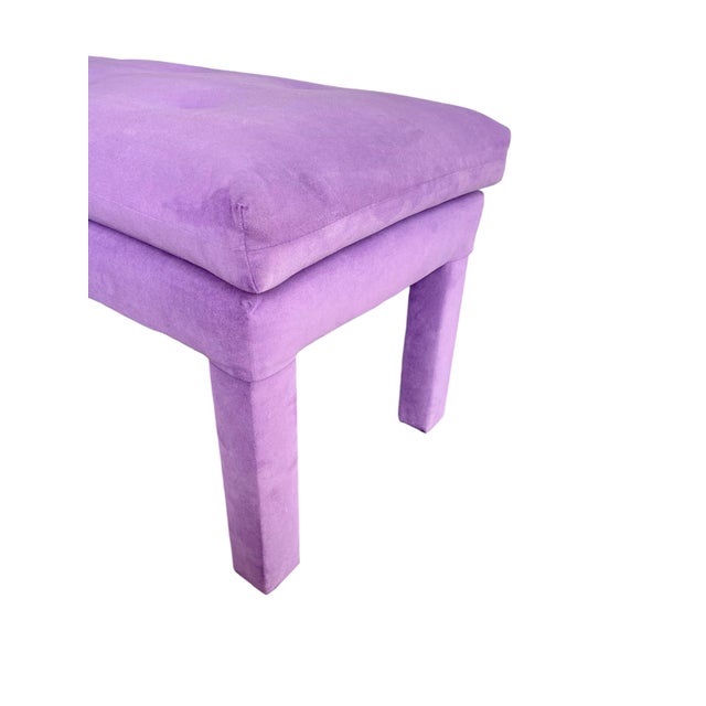 Purple 1980s Vintage Purple Upholstered Parsons Bench For Sale - Image 8 of 12