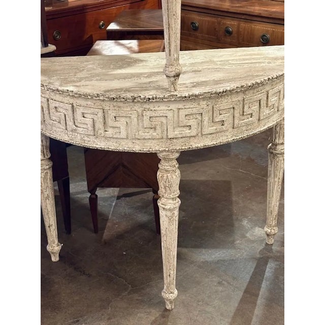 Traditional Pair of Italian Greek Key Consoles For Sale - Image 3 of 5