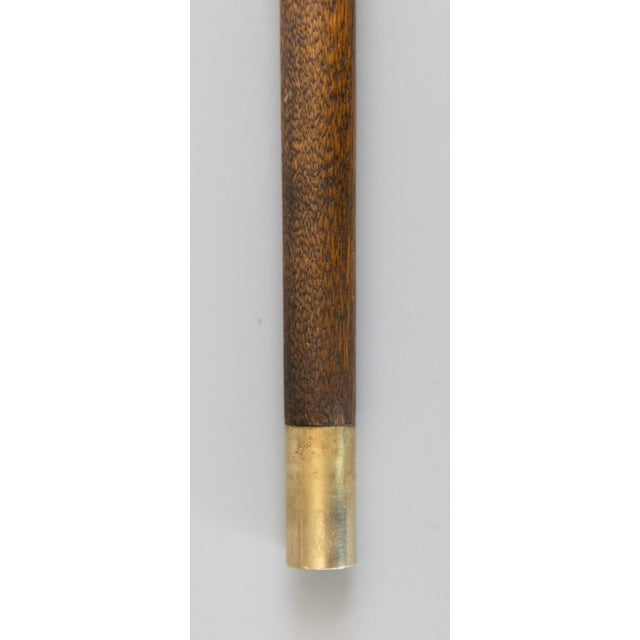 1920s Antique English Brass & Walnut Walking Stick Cane For Sale - Image 5 of 8