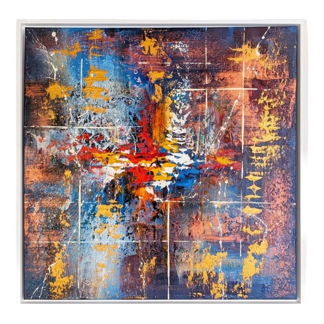 Kim Dieu, Modern Abstract Composition, Acrylic on Canvas, Framed For Sale