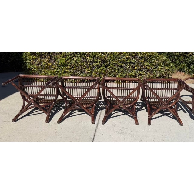 Brown Authentic McGuire Vintage Rattan Dining Chairs, a Set of 4 With Caned Backs For Sale - Image 8 of 14