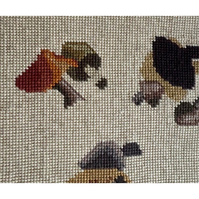 Vintage Large Botanical Mushroom Needlepoint in Custom Frame For Sale - Image 4 of 6
