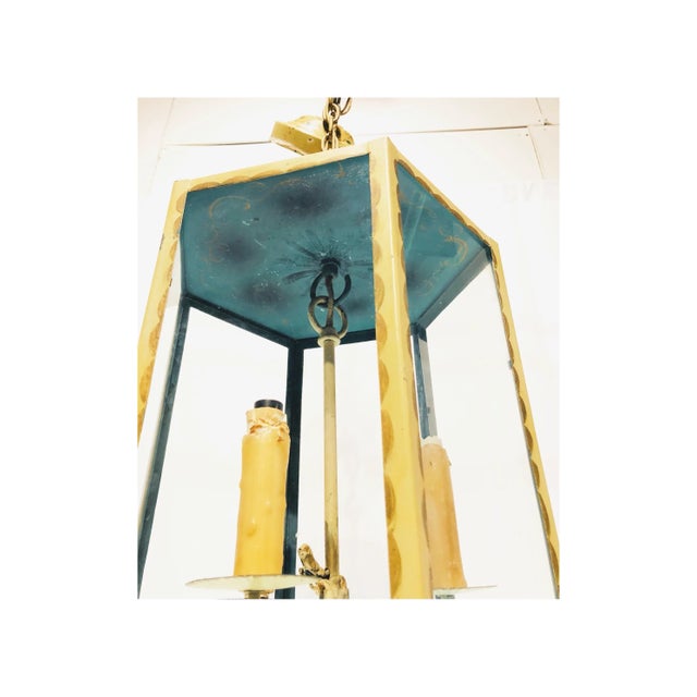 Early 20th Century French Hand Painted Hanging Glass Lantern Chandelier For Sale - Image 12 of 13