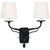 Chapman & Myers for Visual Comfort Signature Amalfi 15" Double Sconce in Waxed Black with Linen Shades For Sale