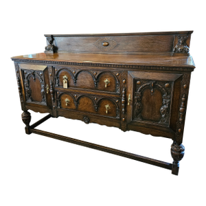 Late 19th Century English Oak Renaissance Revival Carved Sideboard